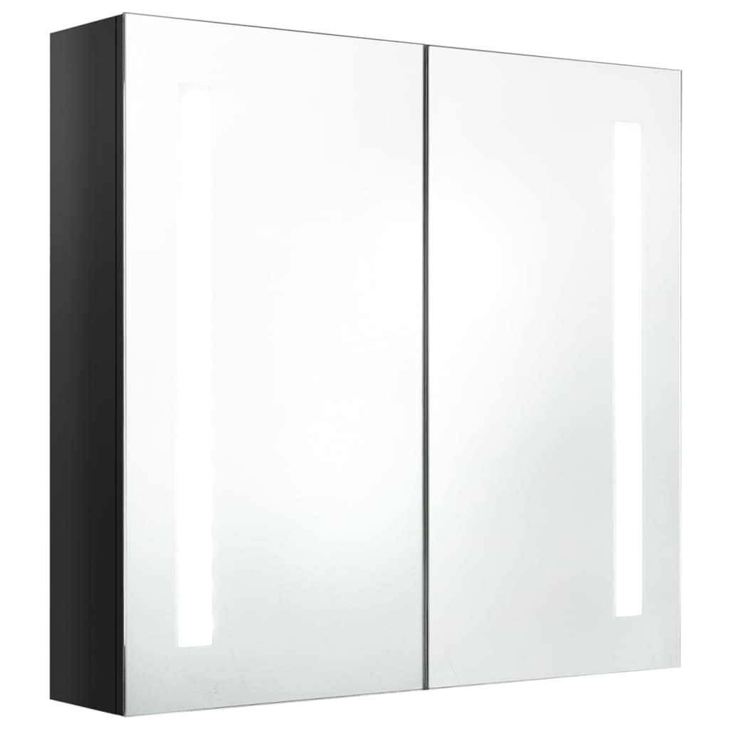 vidaXL LED Bathroom Mirror Cabinet Shining Black 62x14x60 cm
