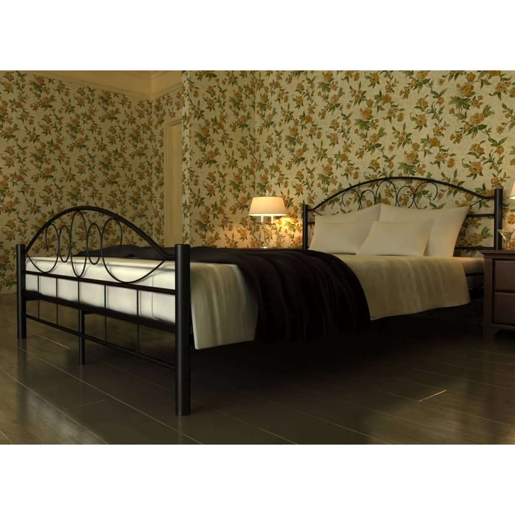 Black Metal Bed 180 x 200 cm with Mattress
