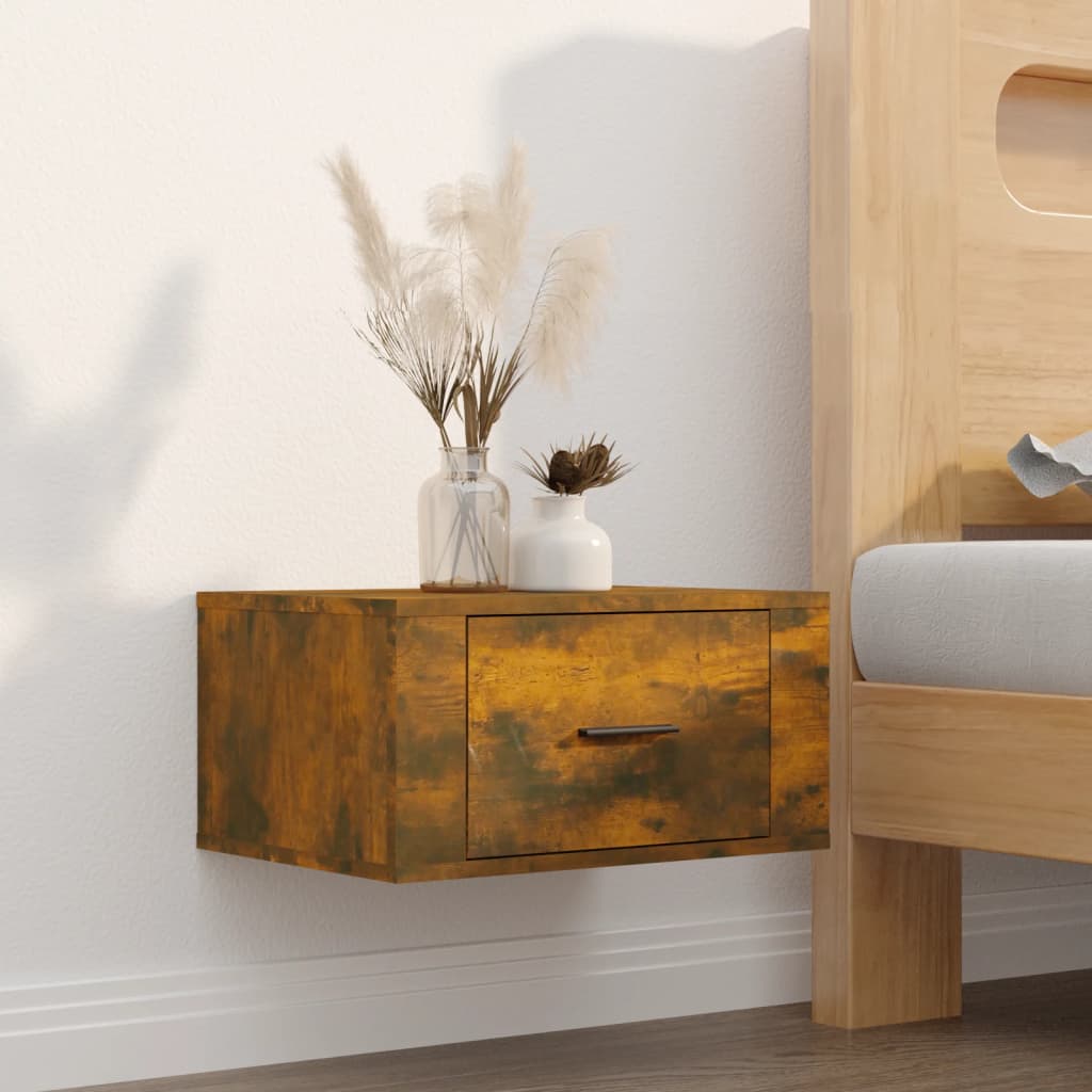 vidaXL Wall-mounted Bedside Cabinet Smoked Oak 50x36x25 cm