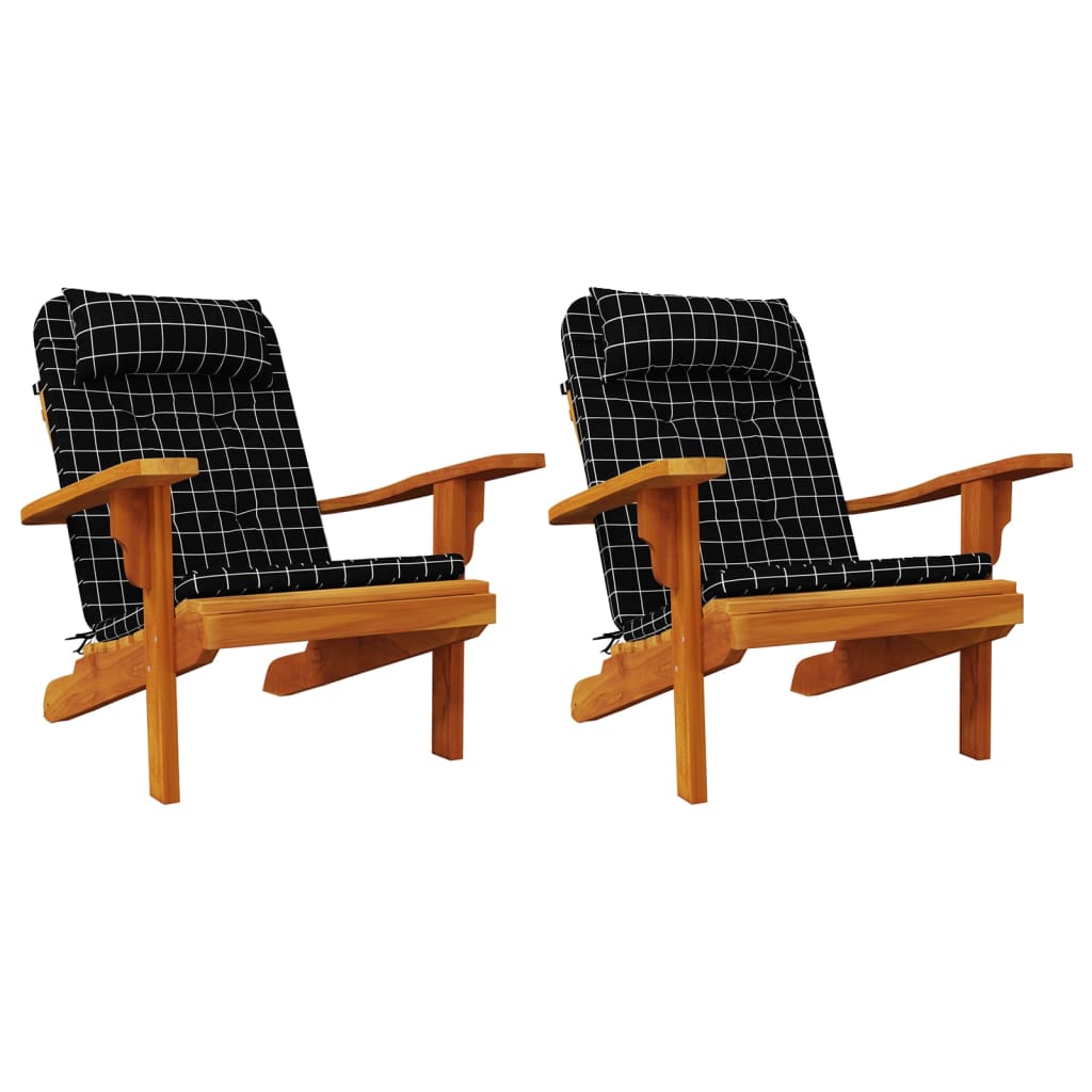 vidaXL Adirondack Chair Cushions 2 pcs Black Check Oxford Fabric