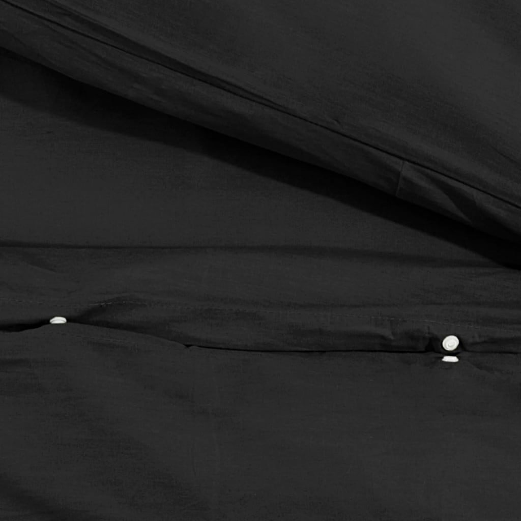 vidaXL Duvet Cover Set Black 140x200 cm Cotton