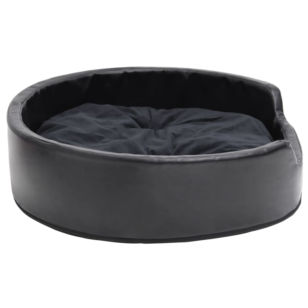 vidaXL Dog Bed Black 79x70x19 cm Plush and Faux Leather
