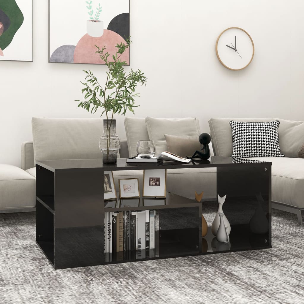 vidaXL Coffee Table High Gloss Black 100x50x40 cm Engineered Wood
