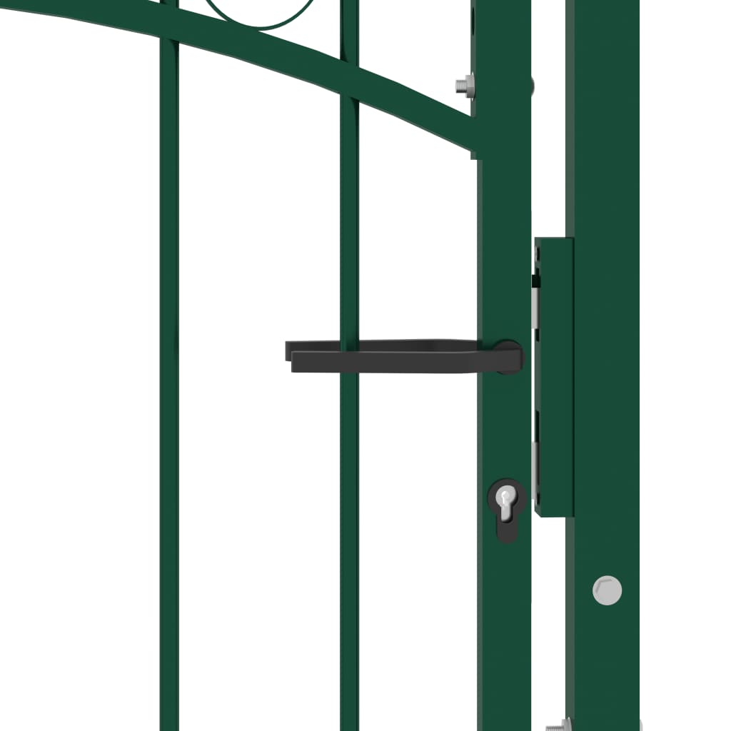 vidaXL Fence Gate with Arched Top Steel 100x100 cm Green