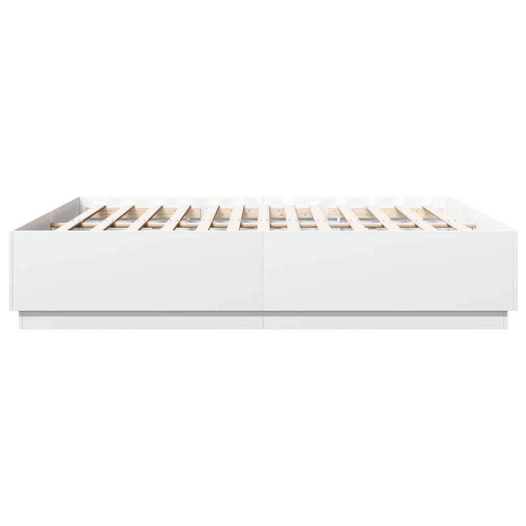 vidaXL Bed Frame with LED Lights White 180x200 cm Super King Engineered Wood
