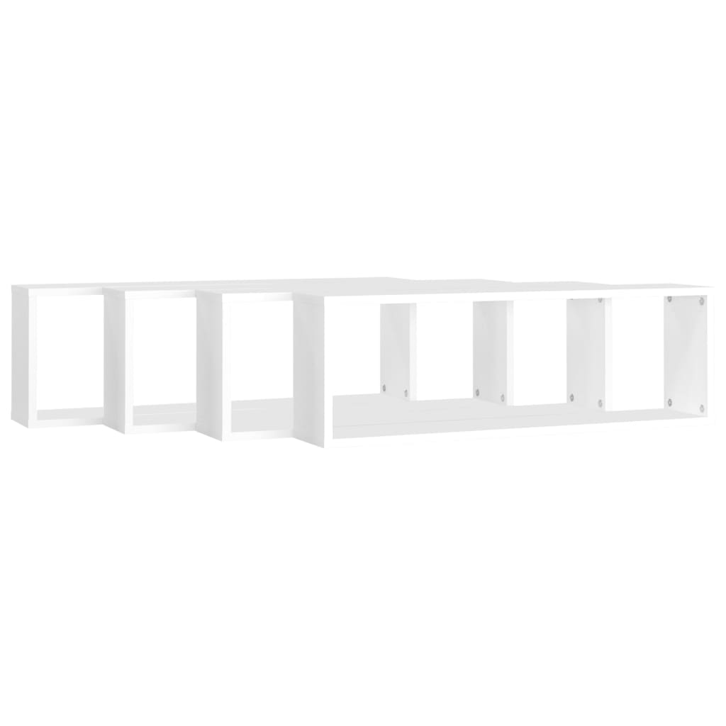 vidaXL Wall Cube Shelf 4 pcs White 80x15x26.5 cm Engineered Wood