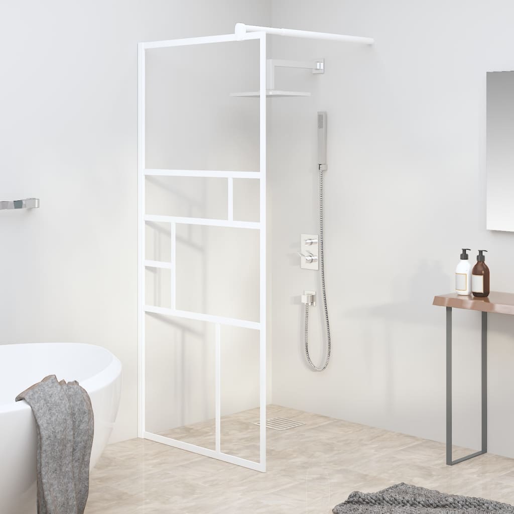 vidaXL Walk-in Shower Wall 90x195 cm ESG Glass White