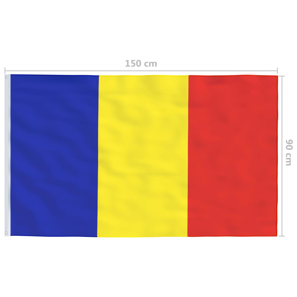 vidaXL Romania Flag and Pole Aluminium 6 m