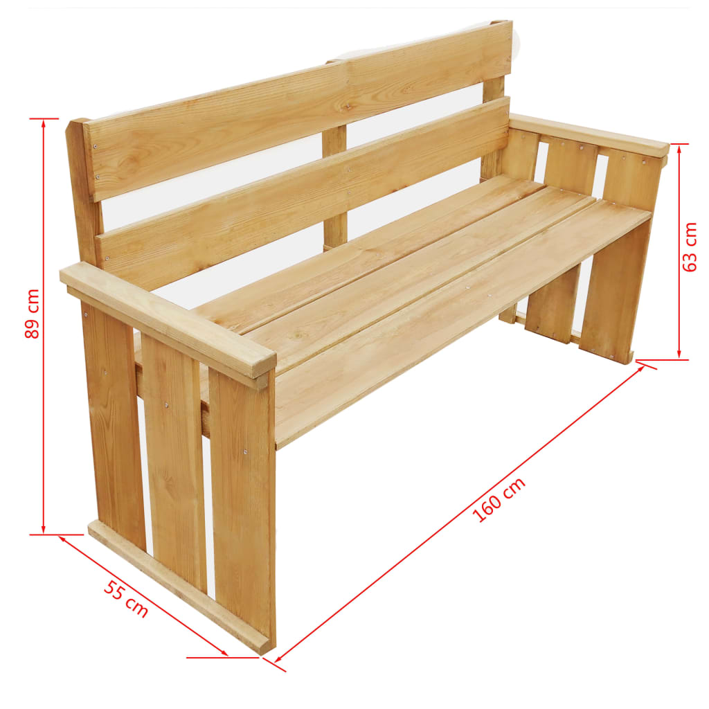 vidaXL Garden Bench 160 cm Impregnated Pinewood