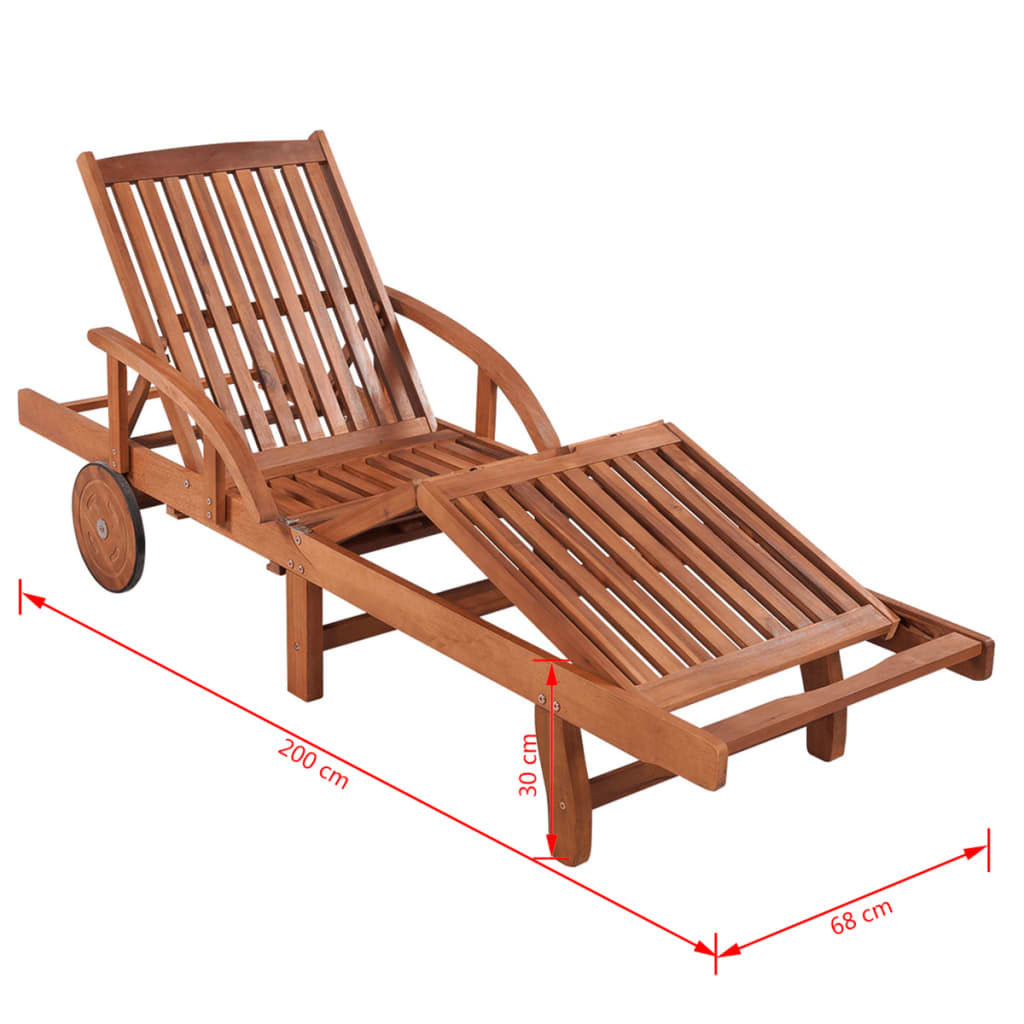 vidaXL Sun Lounger with Side Table Solid Acacia Wood