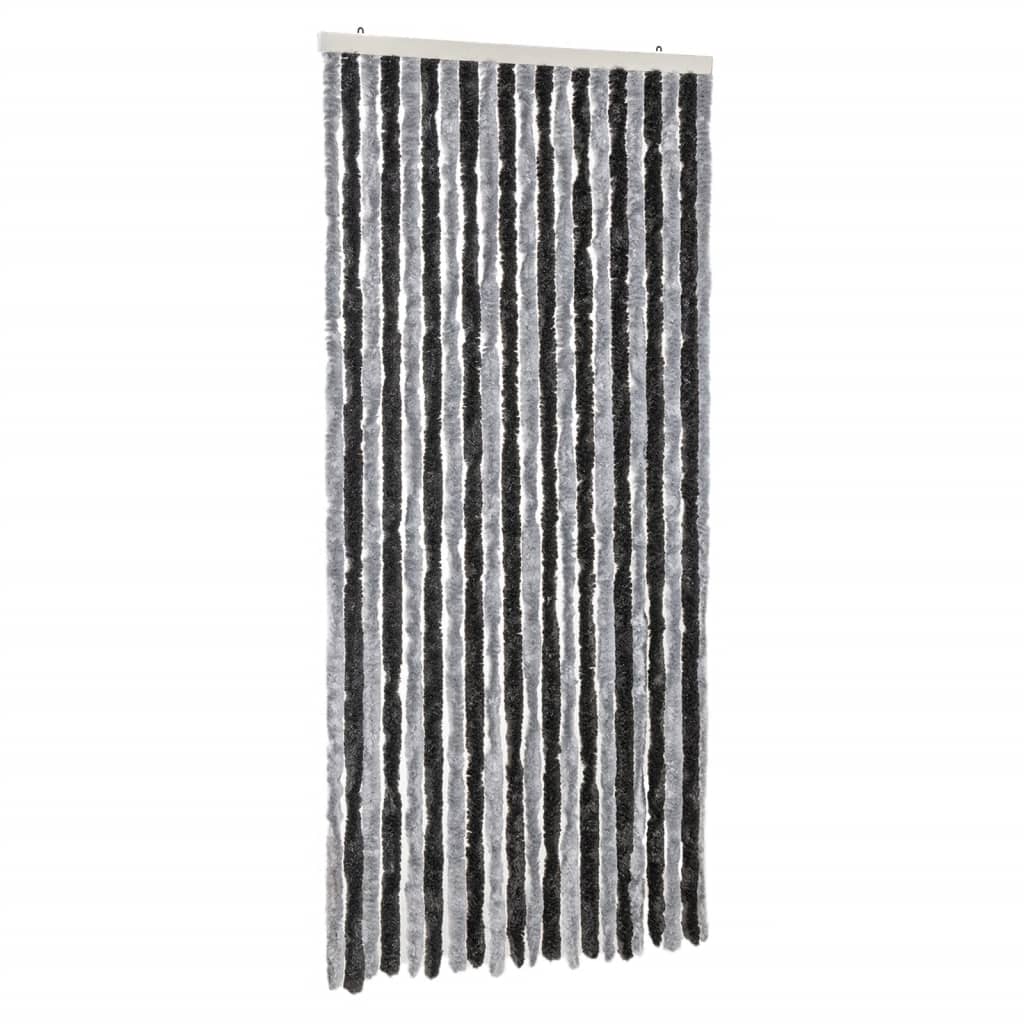 vidaXL Fly Curtain Grey and Black 90x220 cm Chenille