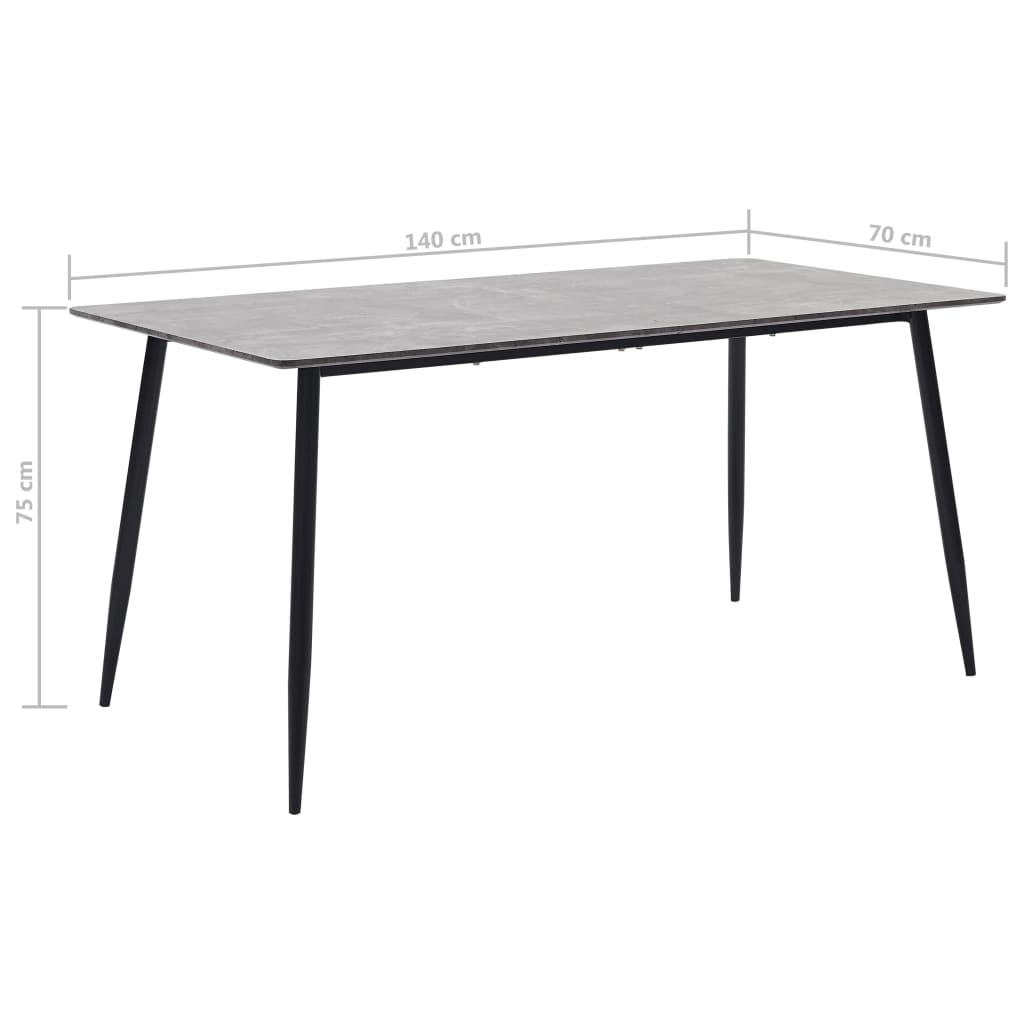 vidaXL Dining Table Grey 140x70x75 cm MDF