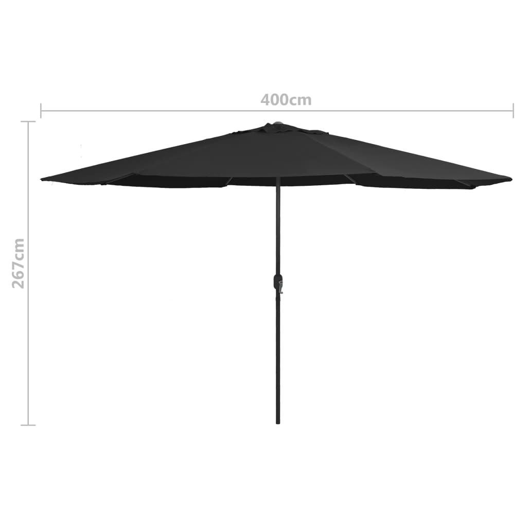 vidaXL Outdoor Parasol with Metal Pole 400 cm Black