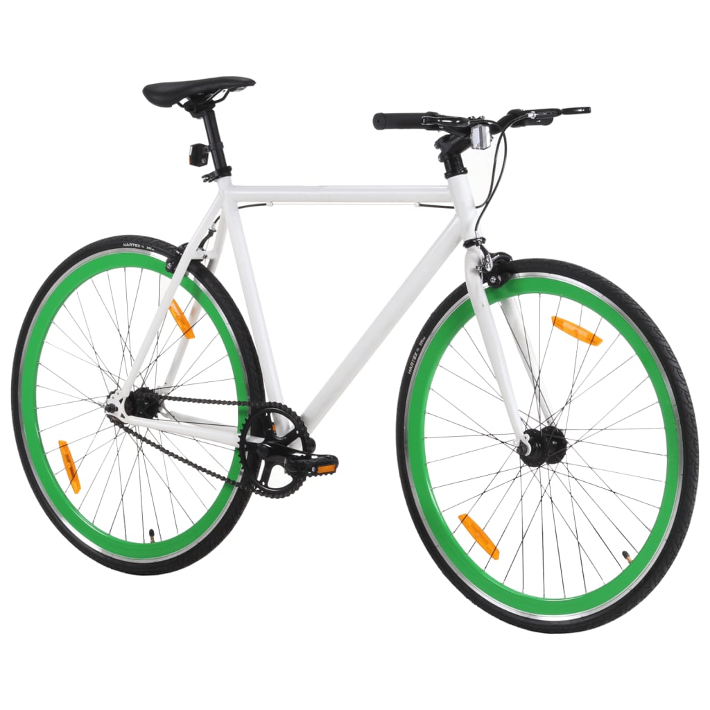 vidaXL Fixed Gear Bike White and Green 700c 59 cm