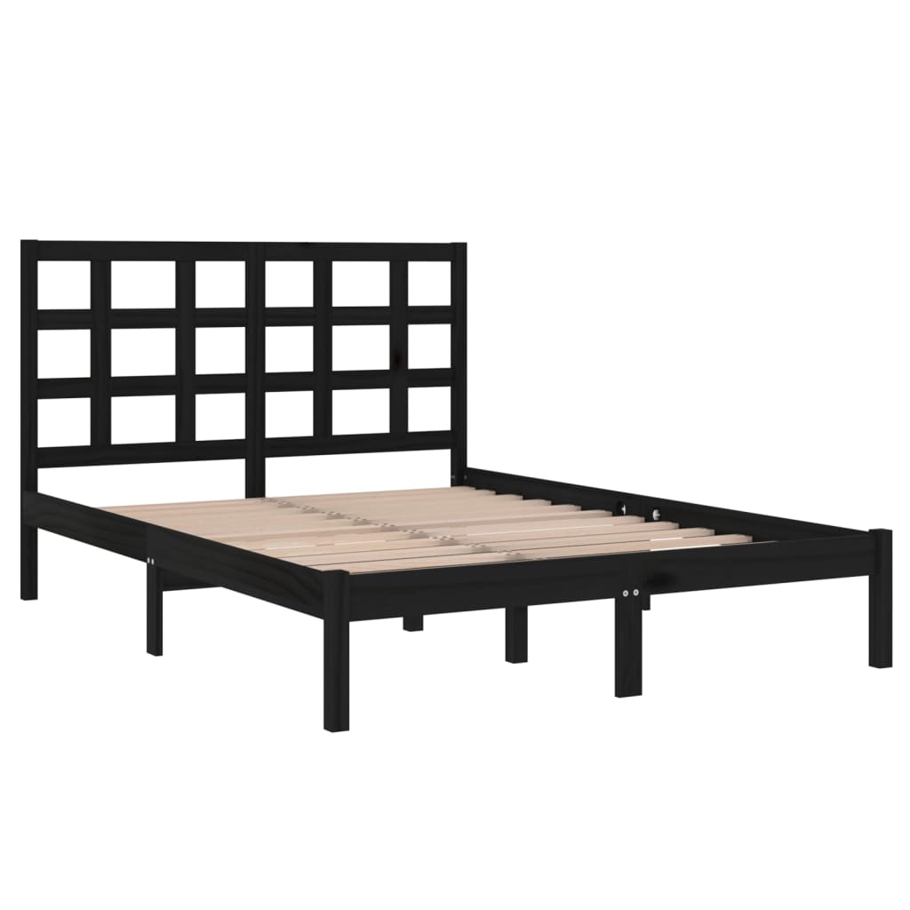 vidaXL Bed Frame Black Solid Wood 140x190 cm