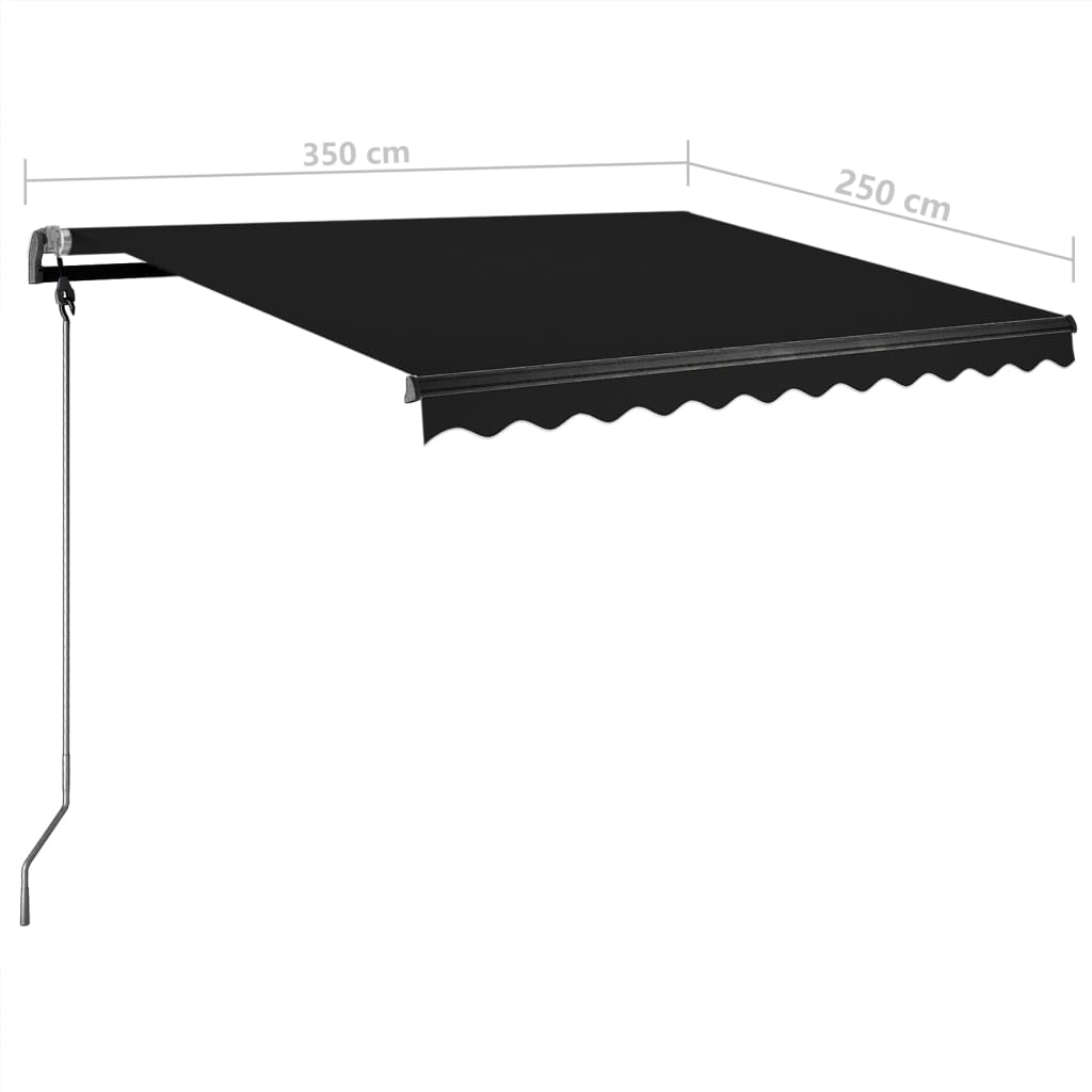 vidaXL Manual Retractable Awning with LED 350x250 cm Anthracite