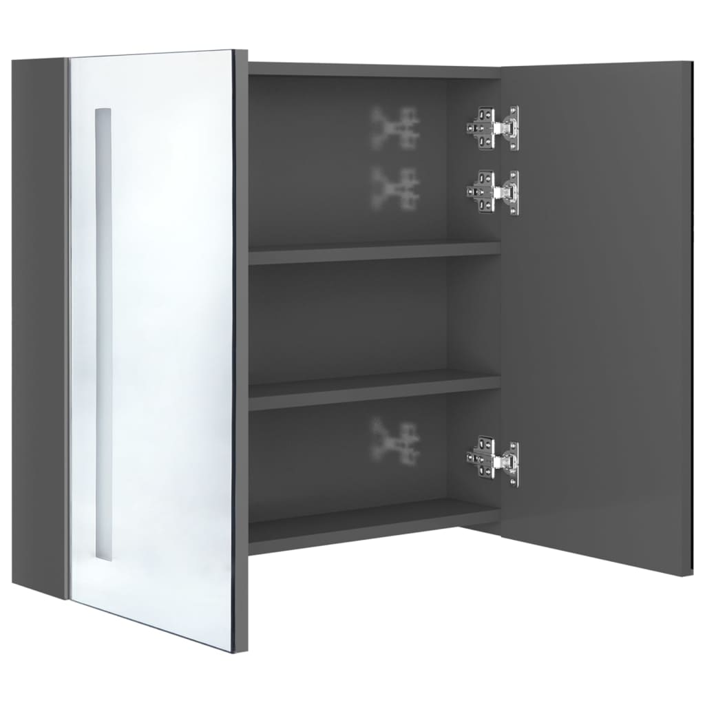 vidaXL LED Bathroom Mirror Cabinet Shining Grey 62x14x60 cm