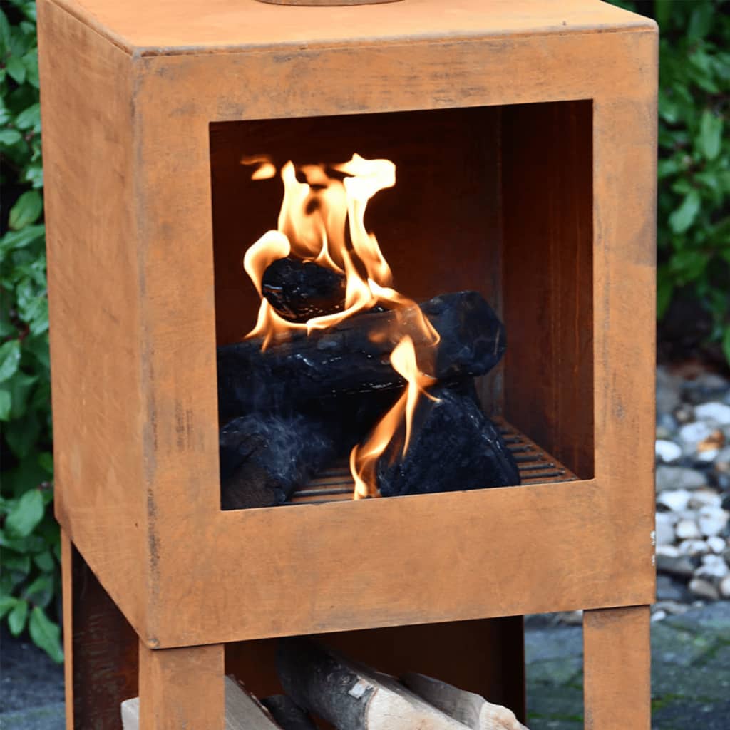 Esschert Design Outdoor Fireplace with Firewood Storage Rust FF298