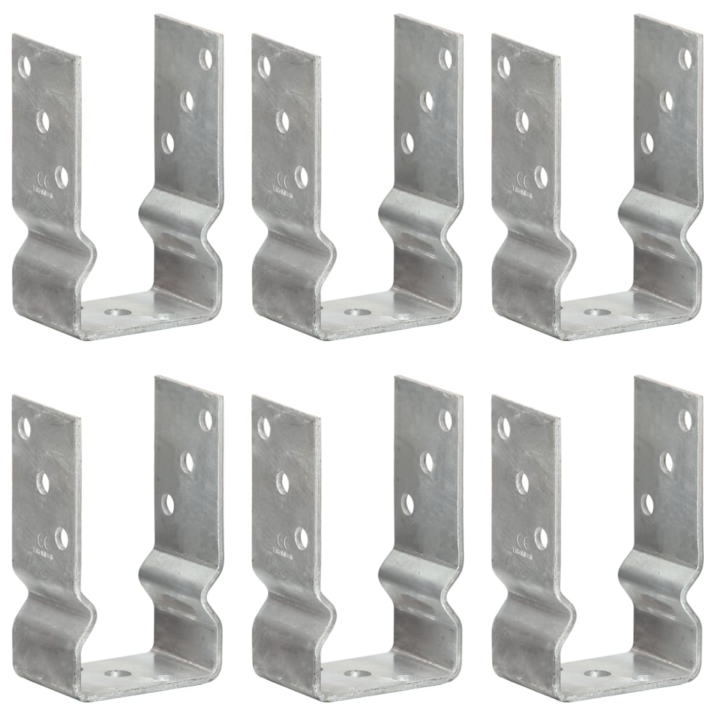 vidaXL Fence Anchors 6 pcs Silver 8x6x15 cm Galvanised Steel