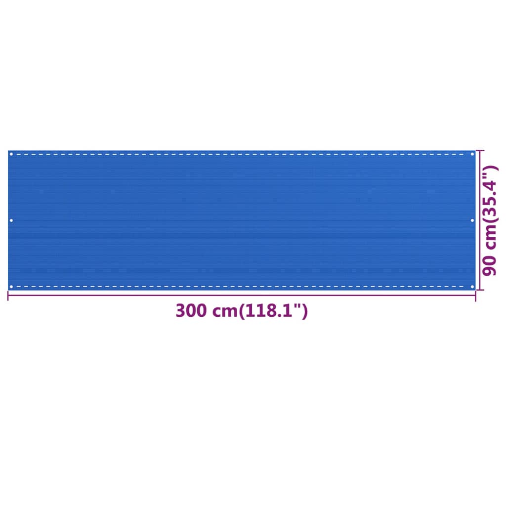 vidaXL Balcony Screen Blue 90x300 cm HDPE