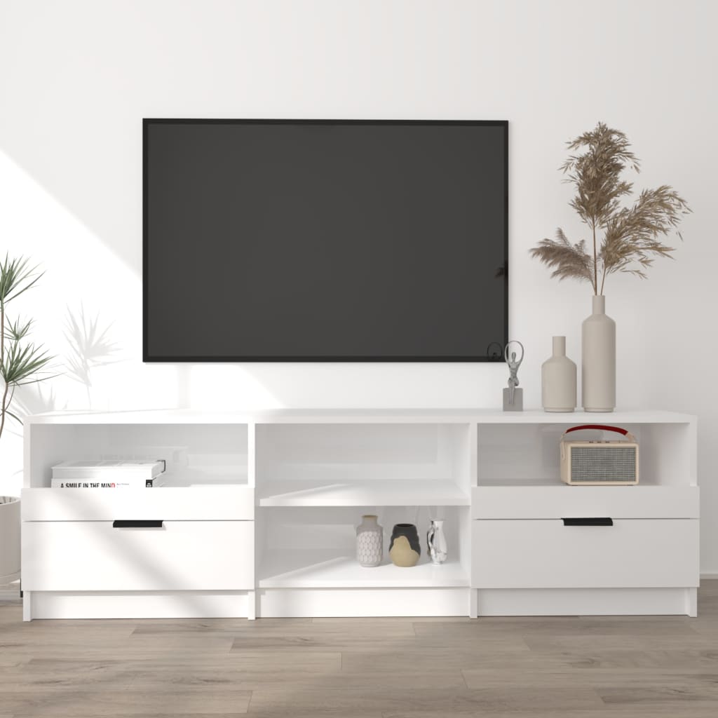 vidaXL TV Cabinet High Gloss White 150x33.5x45 cm Engineered Wood