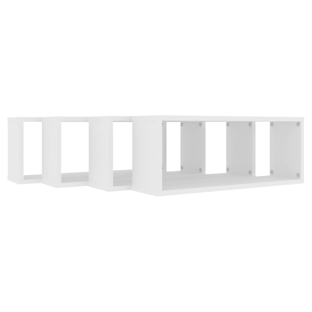 vidaXL Wall Cube Shelf 4 pcs White 60x15x23 cm Engineered Wood