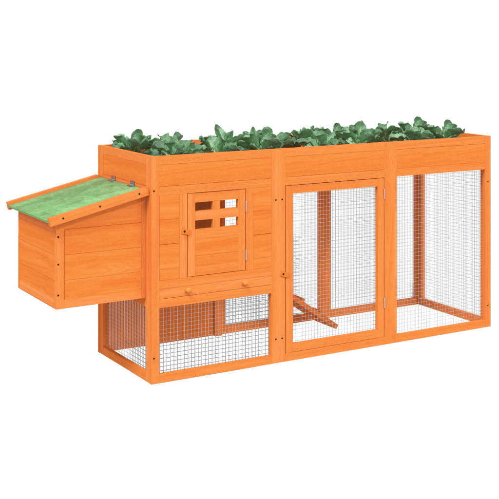 vidaXL Chicken Coop Brown 204x50x84 cm Solid Wood Pine vidaXL.ie