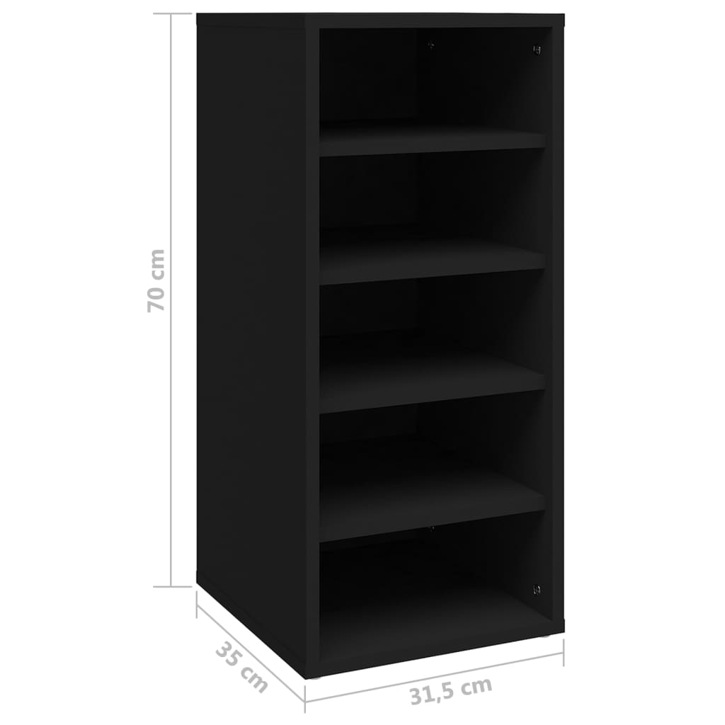 vidaXL Shoe Cabinets 2 pcs Black 31.5x35x70 cm Engineered Wood