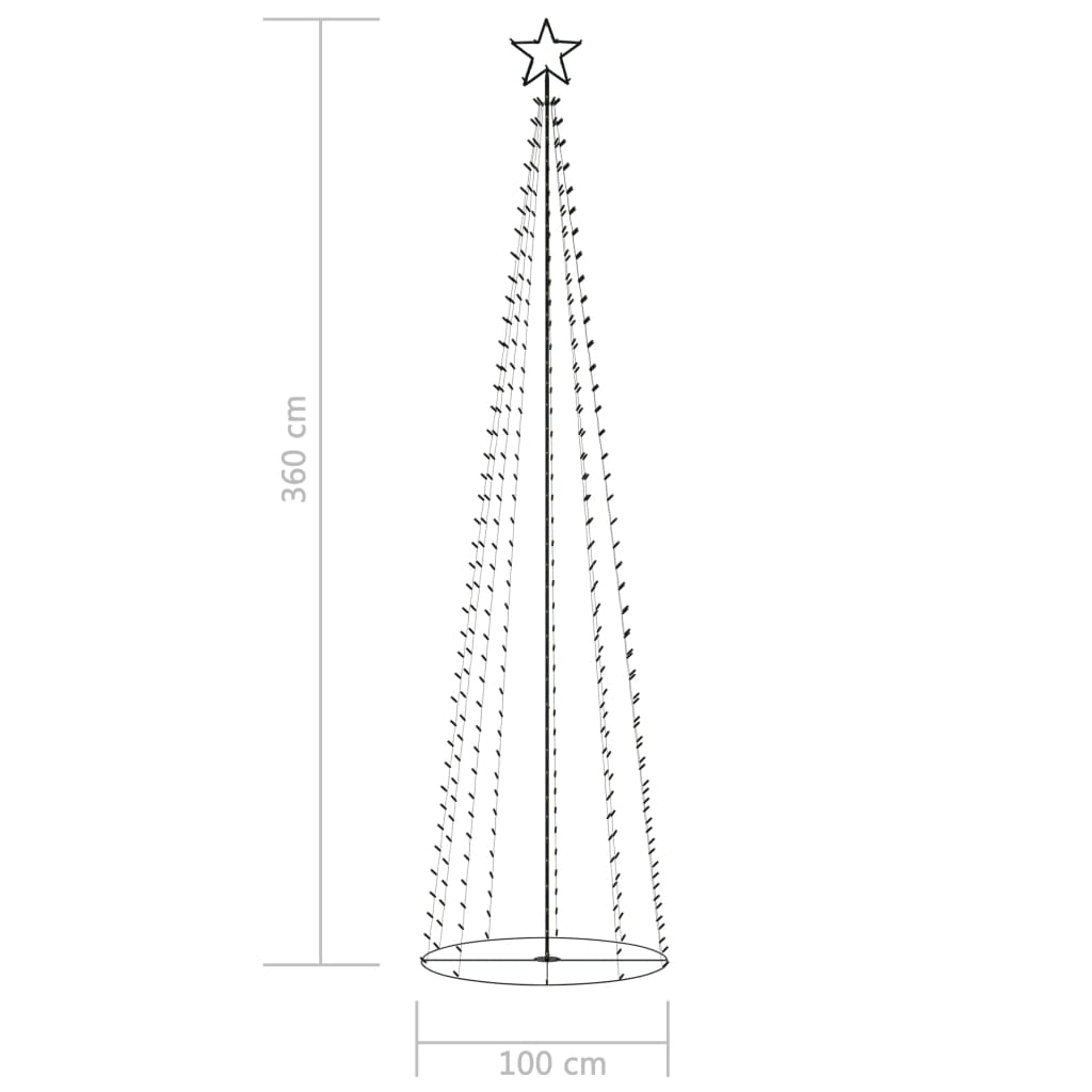 vidaXL Christmas Cone Tree 400 Colourful LEDs Decoration 100x360 cm