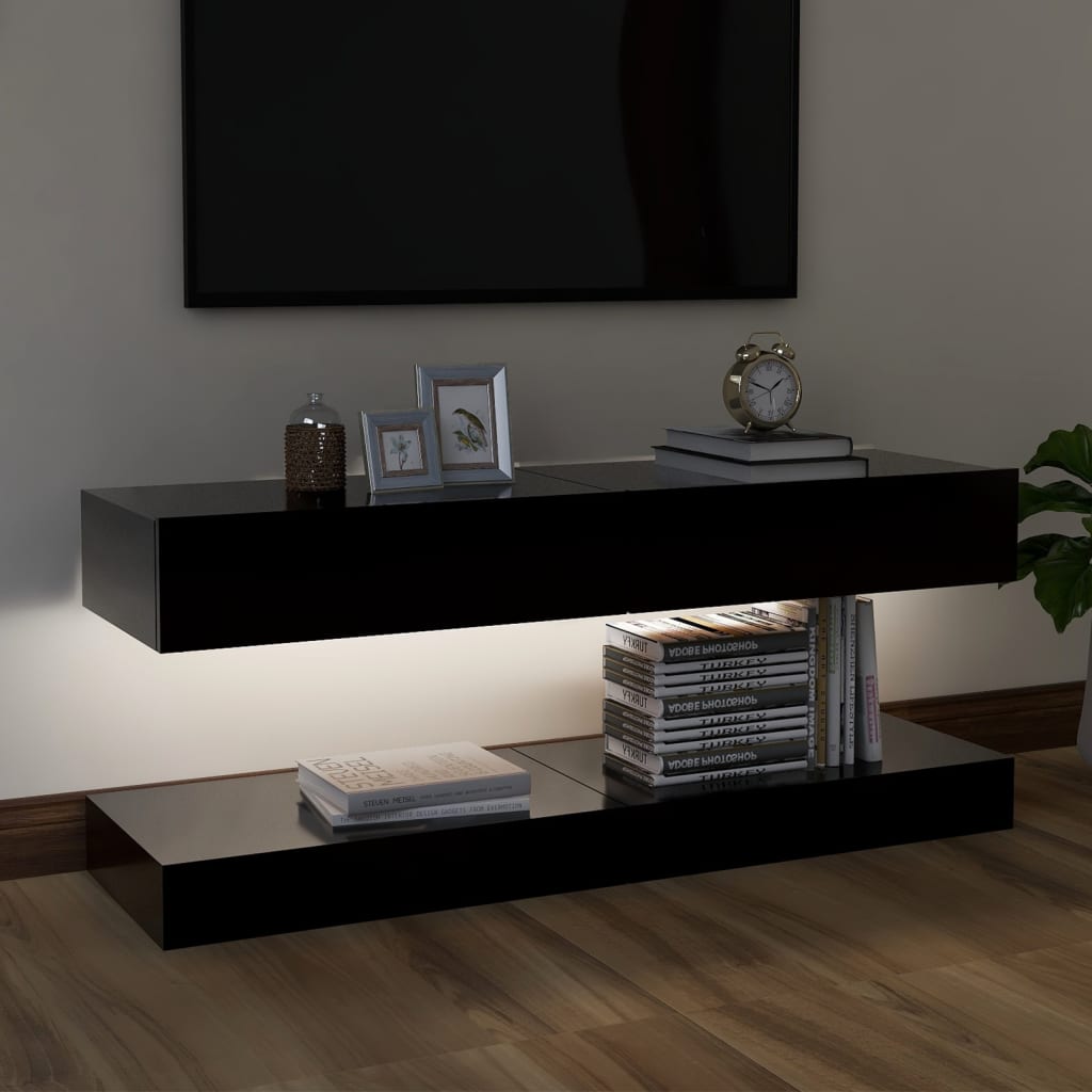 vidaXL TV Cabinets with LED Lights 2 pcs Black 60x35 cm
