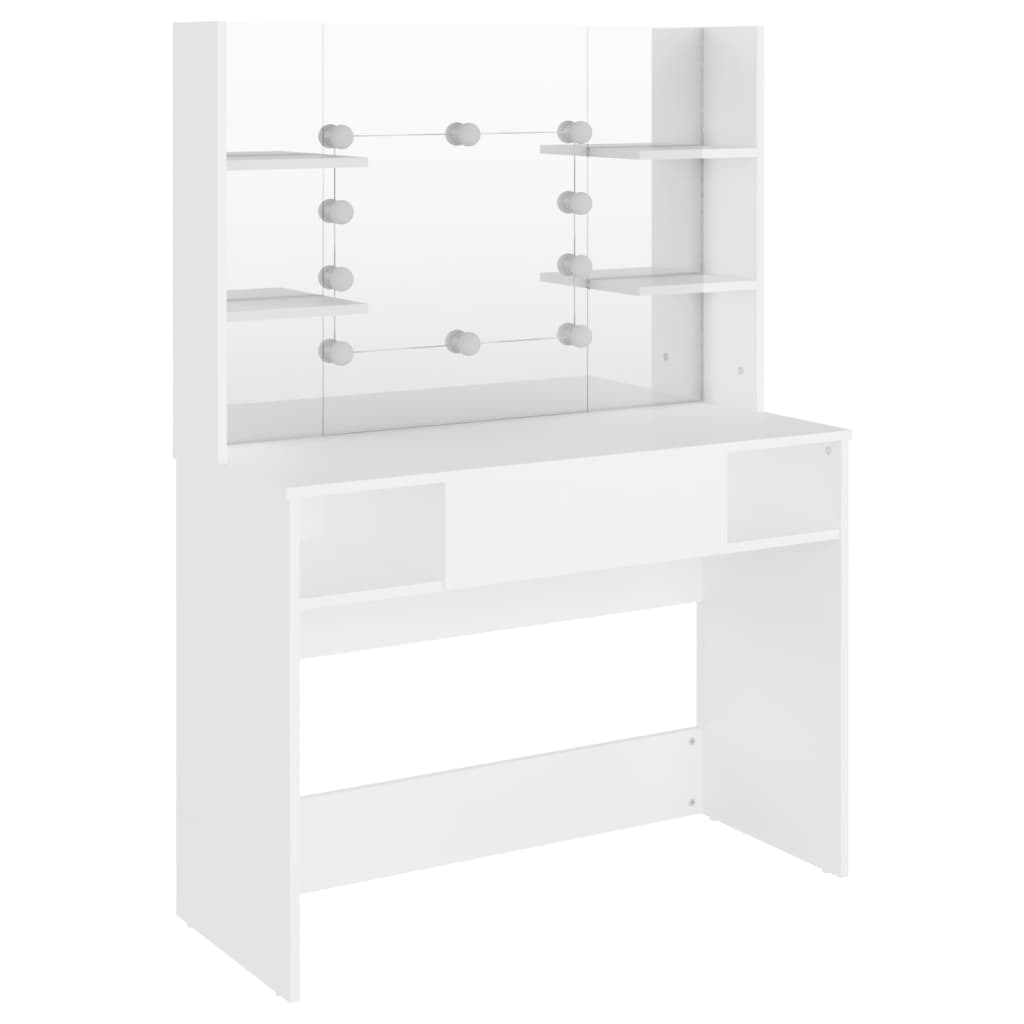 vidaXL Makeup Table with LED Lights 100x40x135 cm MDF White