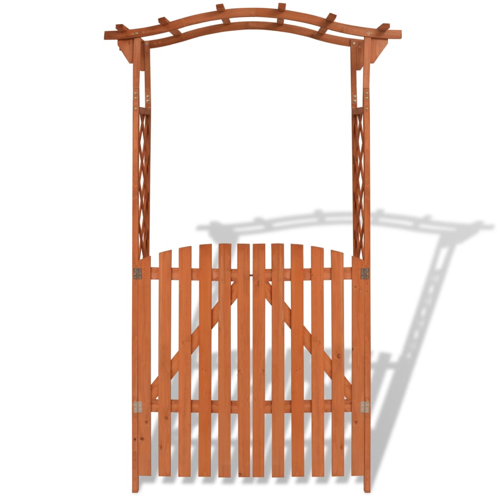 vidaXL Garden Arch with Gate Solid Wood 120x60x205 cm