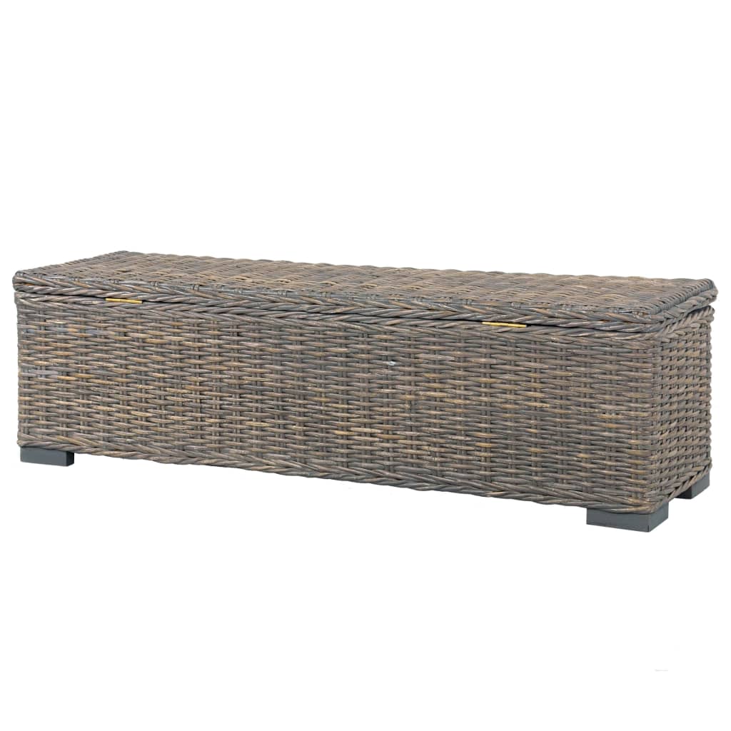 vidaXL Storage Box 120 cm Grey Kubu Rattan and Solid Mango Wood