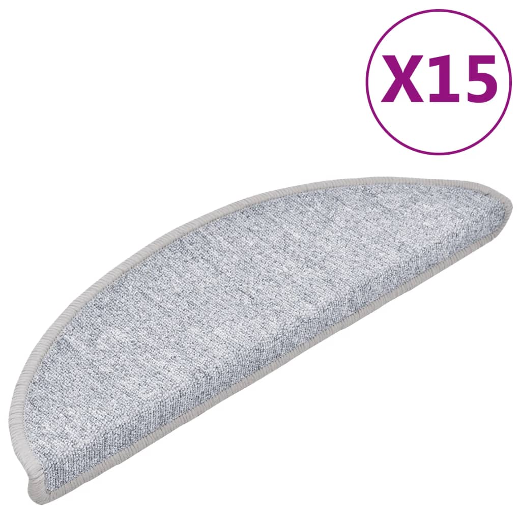vidaXL Carpet Stair Treads 15 pcs Light Grey 56x17x3 cm vidaXL.ie