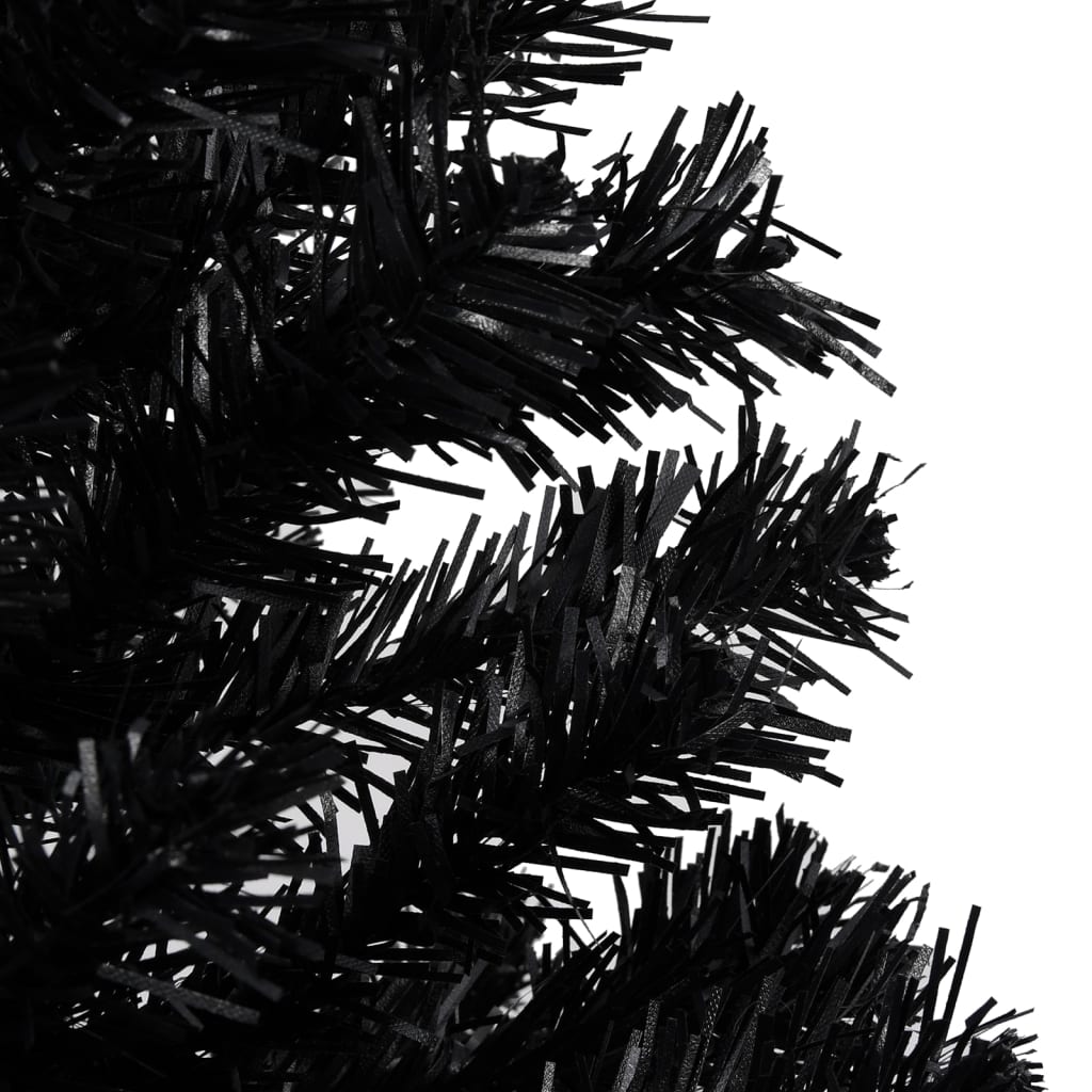 vidaXL Artificial Pre-lit Christmas Tree with Stand Black 240 cm PVC