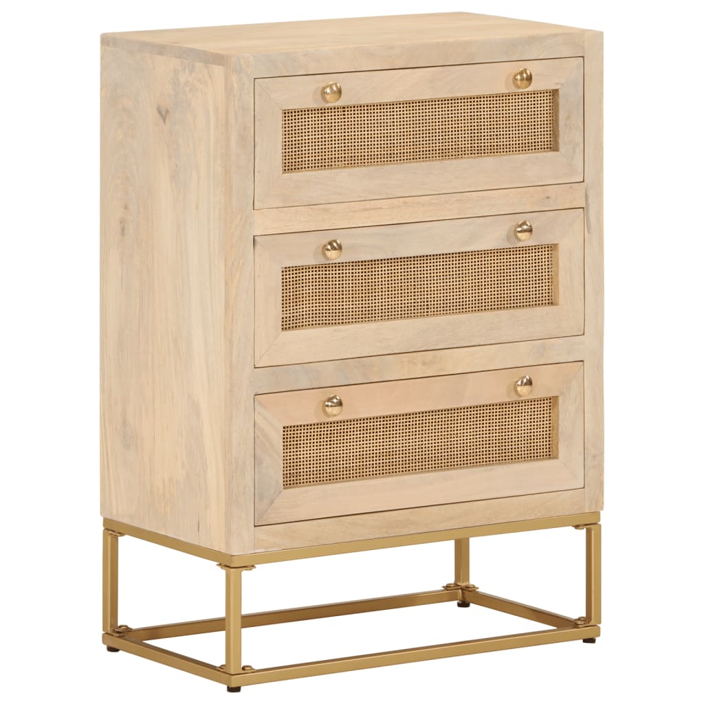 vidaXL Chest of Drawers 55x30x76 cm Solid Wood Mango and Iron