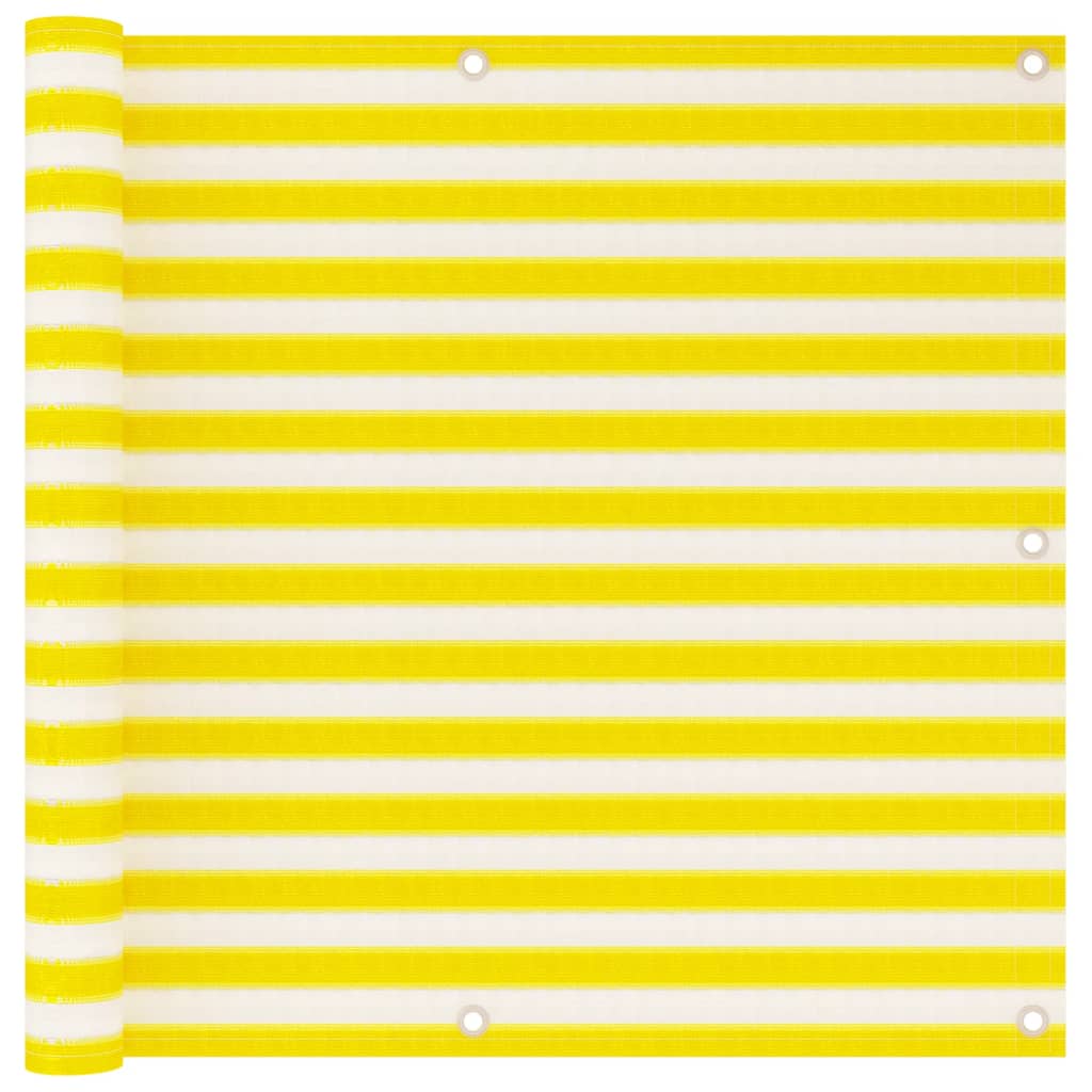 vidaXL Balcony Screen Yellow and White 90x500 cm HDPE
