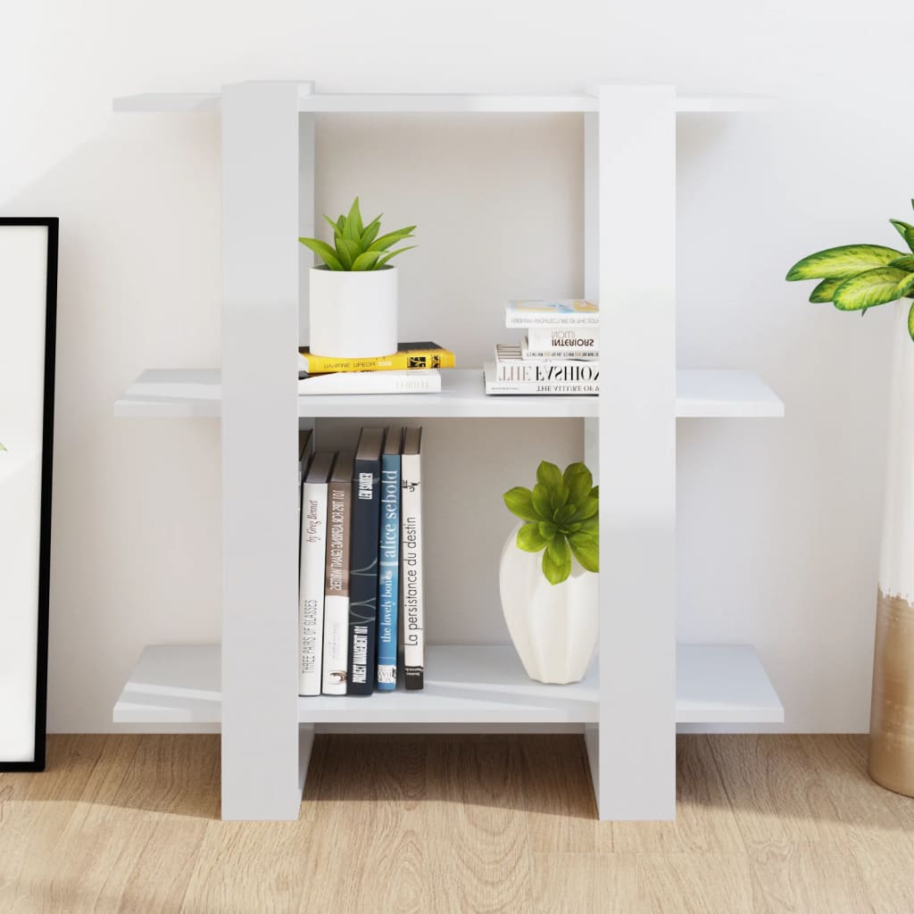 vidaXL Book Cabinet/Room Divider High Gloss White 80x30x87 cm