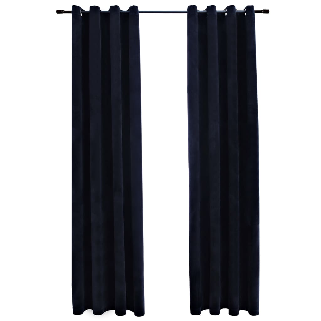 vidaXL Blackout Curtains with Rings 2 pcs Velvet Black 140x225 cm