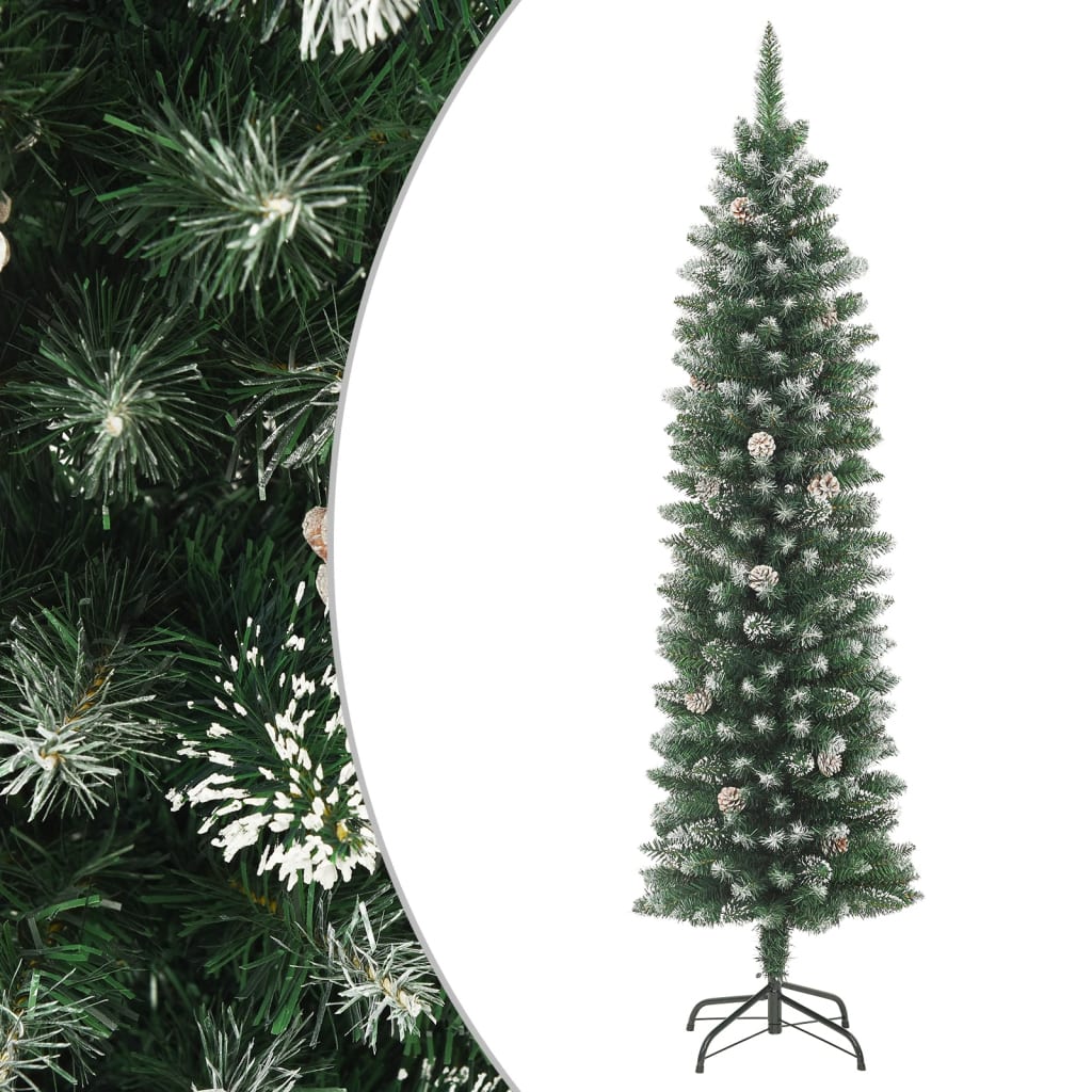 vidaXL Artificial Slim Christmas Tree with Stand 240 cm PVC