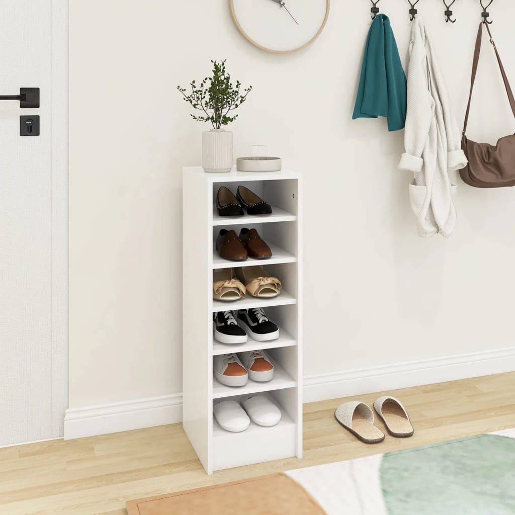 vidaXL Shoe Cabinet White 31.5x35x90 cm Engineered Wood