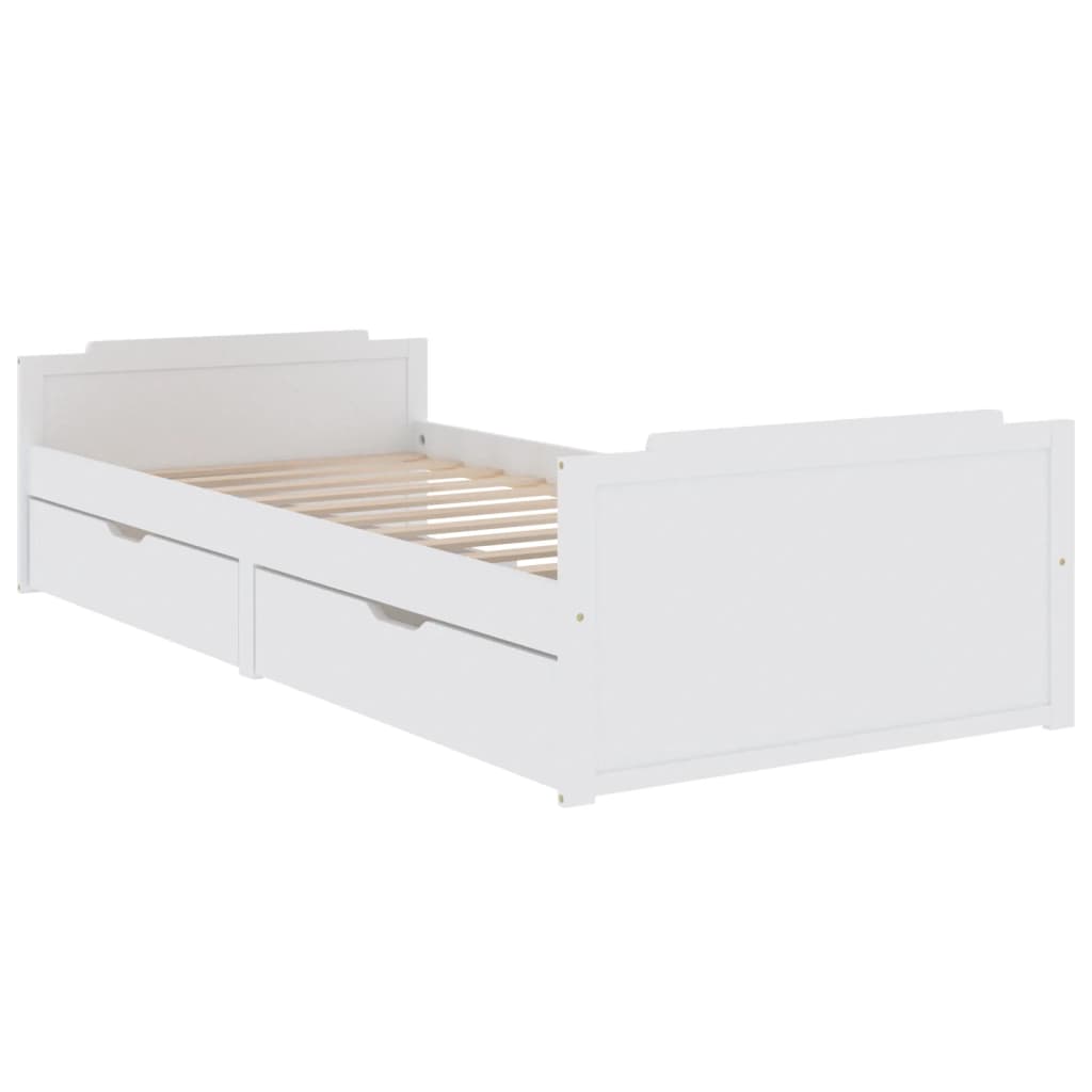 vidaXL Bed Frame with Drawers White Solid Wood Pine 90x200 cm