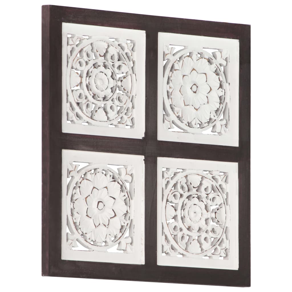 vidaXL Hand-Carved Wall Panel MDF 40x40x1.5 cm Brown and White