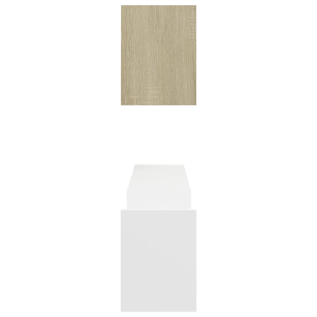 vidaXL Wall Shelf 2 pcs White and Sonoma Oak 100x15x20 cm Engineered Wood