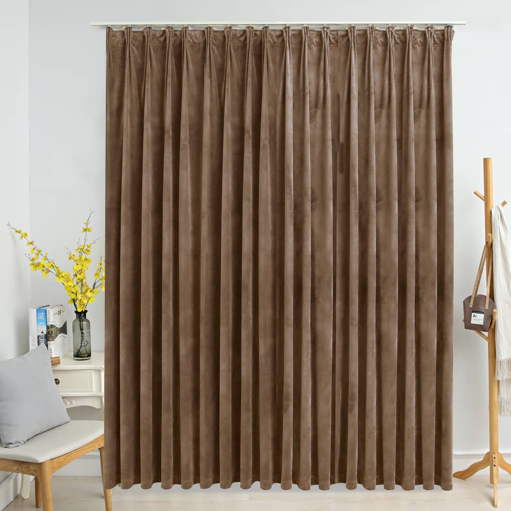 vidaXL Blackout Curtain with Hooks Velvet Beige 290x245 cm
