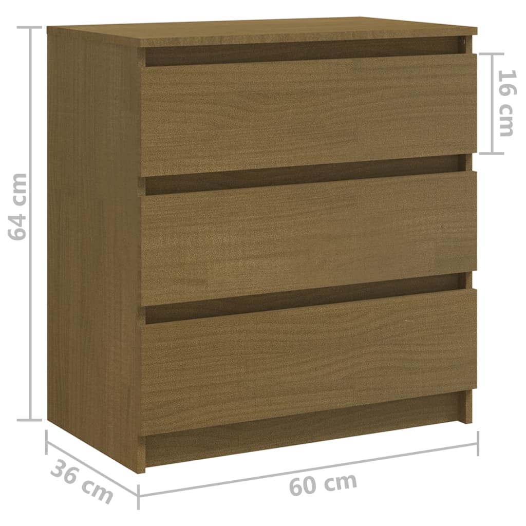 vidaXL Bedside Cabinet Honey Brown 60x36x64 cm Solid Pinewood