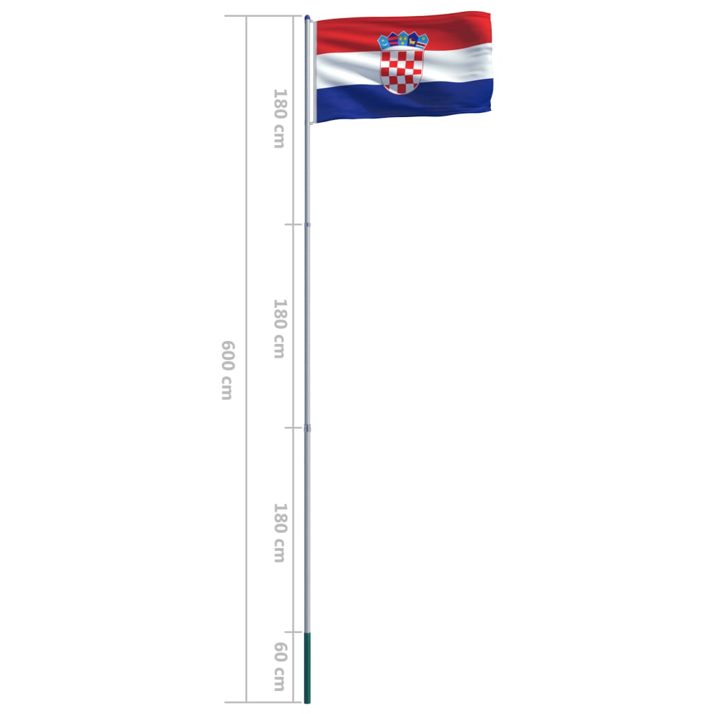 vidaXL Croatia Flag and Pole Aluminium 6 m