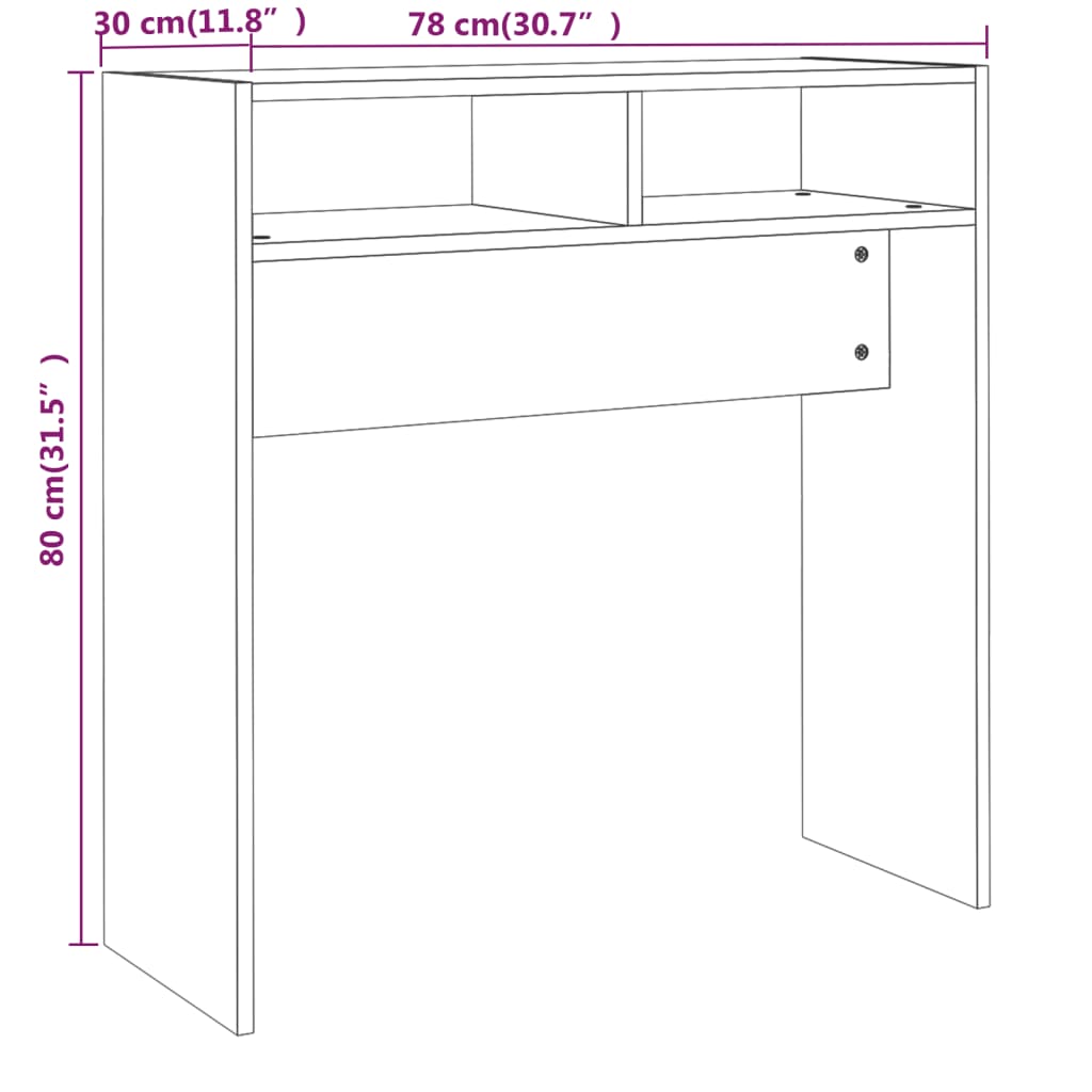 vidaXL Console Table Grey Sonoma 78x30x80 cm Engineered Wood