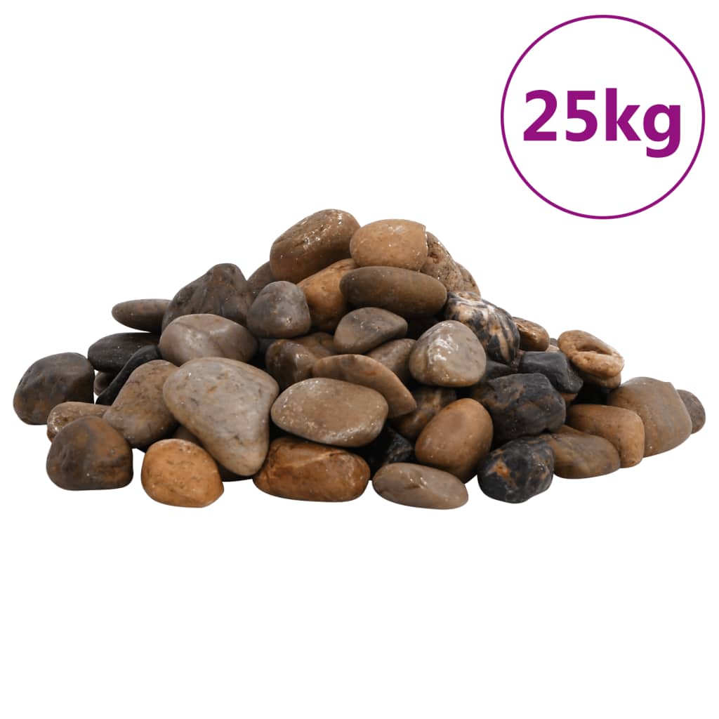 vidaXL Polished Pebbles 25 kg Mixed Colour 2-5 cm