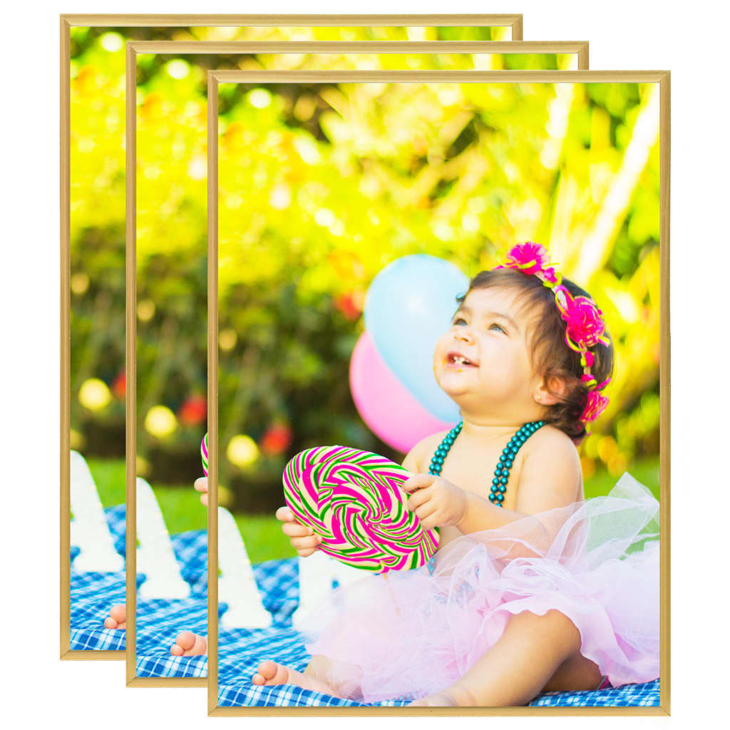 vidaXL Photo Frames Collage 3 pcs for Table Gold 18x24 cm MDF